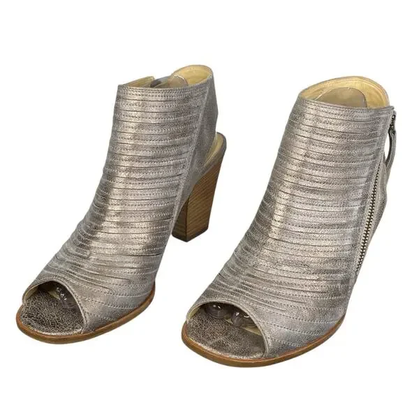 Paul Green Women’s Cayenne Smoke Metallic Peep Toe Sandal Bootie Size 7.5 US 10 - Picture 6 of 11